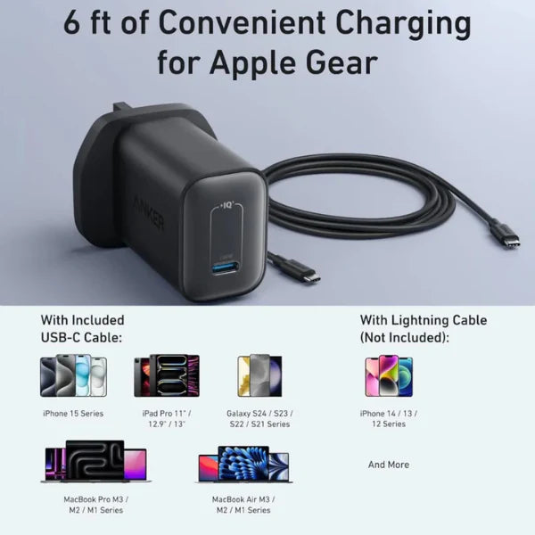Anker Nano 100W Charger with 6ft 5A USB-C Cable (Black)
