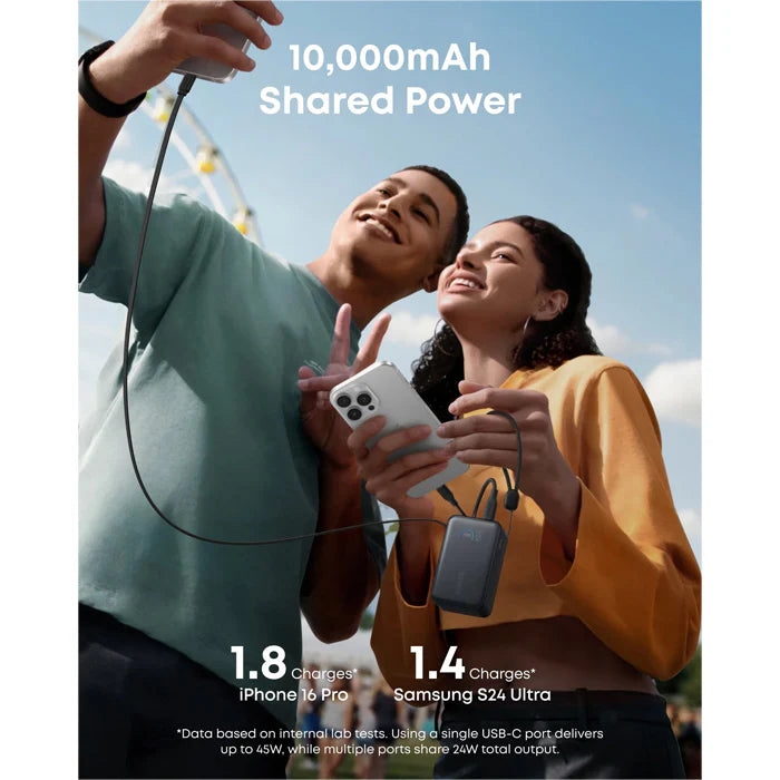 Anker Nano Power Bank (10K, 45W, Built-In Retractable USB-C Cable) - A1638