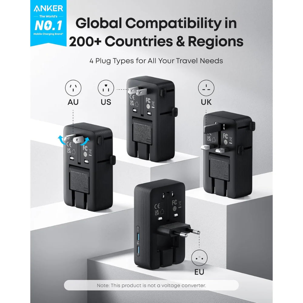 Anker Nano Travel Adapter (5-in-1, 20W, 1-Pack) - A9215