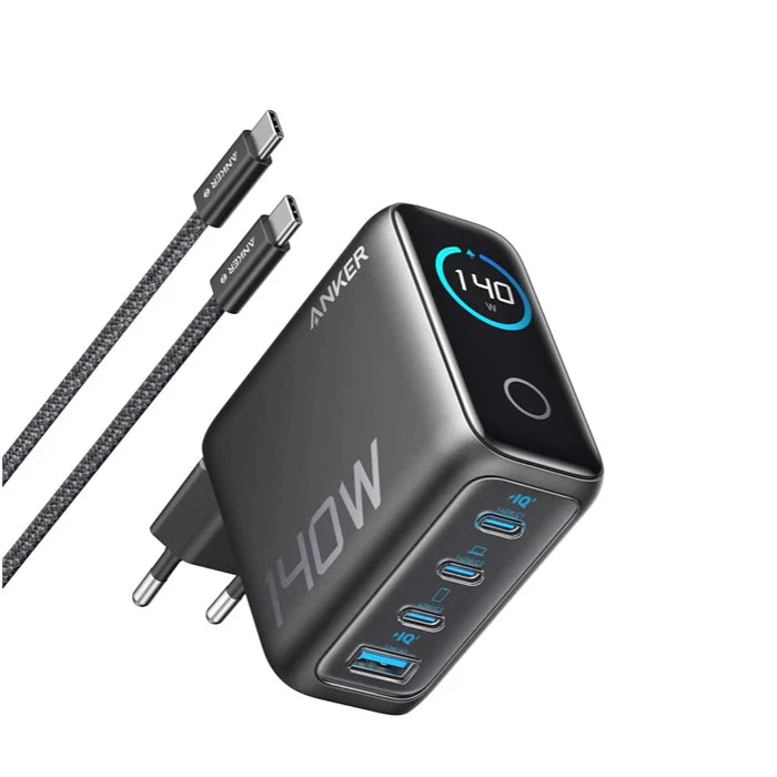 Anker Zolo 140w Charger + Type c to c Cable (140W, 4-Port, PD 3.1)