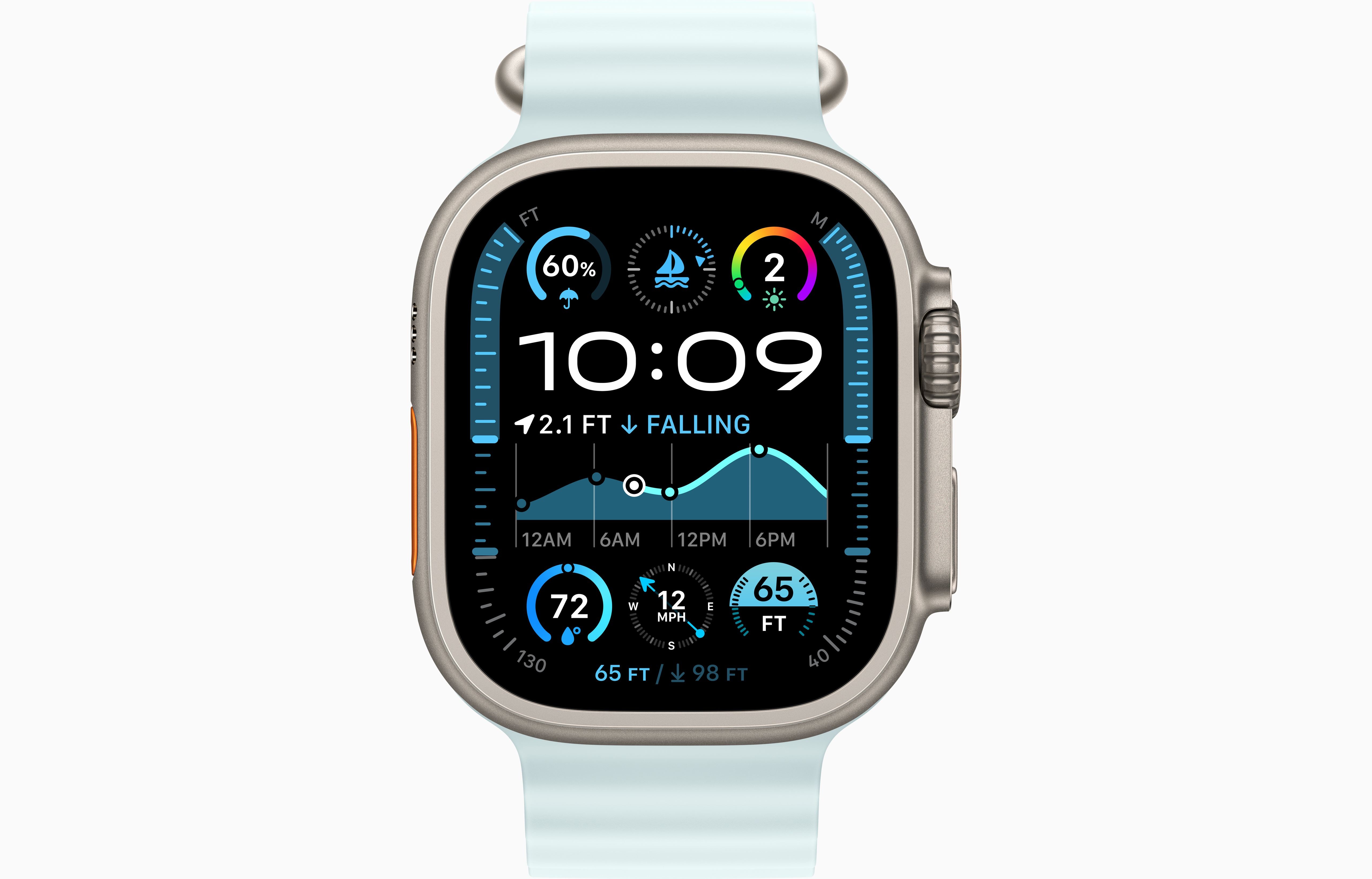 Apple Watch Ultra 2 Natural Titanium Case Ocean Band.