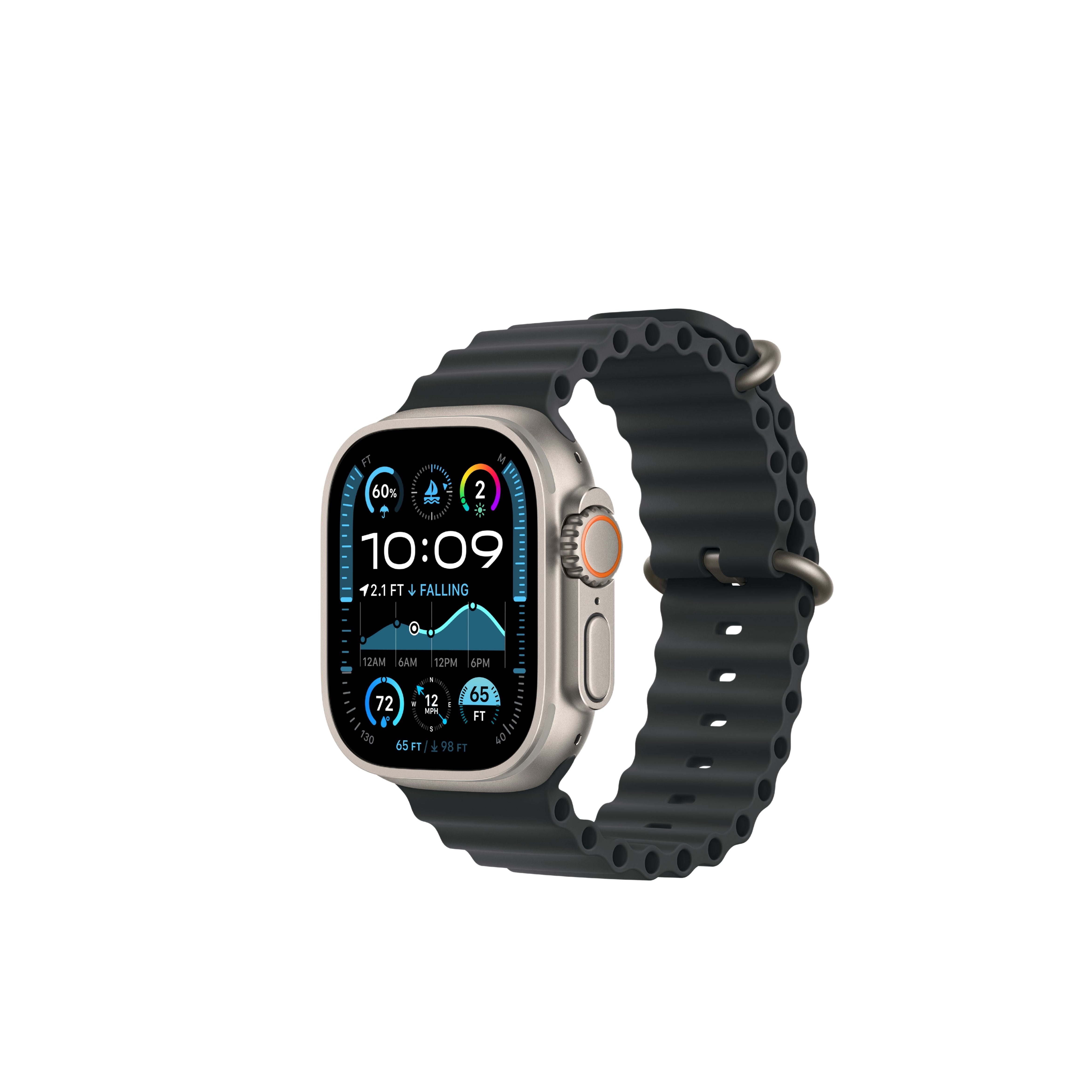 Apple Watch Ultra 2 Natural Titanium Case Ocean Band.