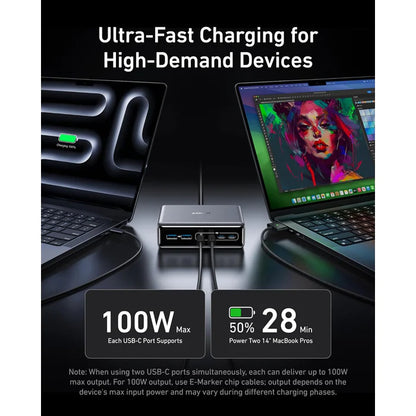 Anker Prime Charger (200W, 6 Ports, GaN) Multi Port Desktop Charging Station