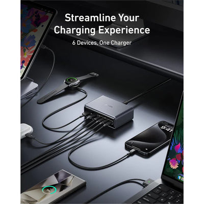 Anker Prime Charger (200W, 6 Ports, GaN) Multi Port Desktop Charging Station
