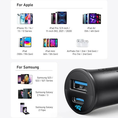 Anker Ultra-Compact Dual-Port Car Charger 30W - Black