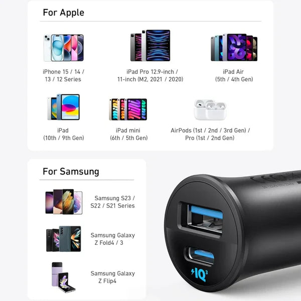 Anker Ultra-Compact Dual-Port Car Charger 30W - Black