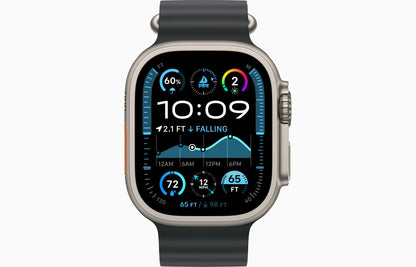 Apple Watch Ultra 2 Natural Titanium Case Ocean Band.