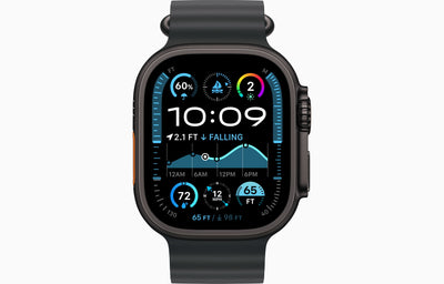 Apple Watch Ultra 2 Black Titanium Case Ocean Band.